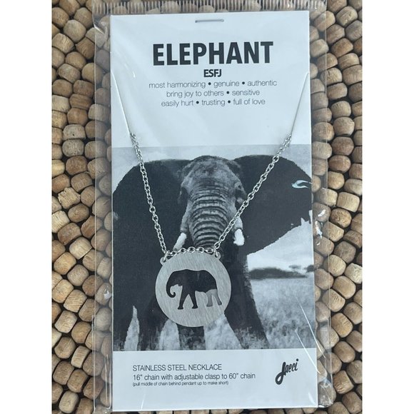 New JAECI Elephant Charm Stainless Steel Necklace Adjustable Elephant Lover Gift - Picture 2 of 6